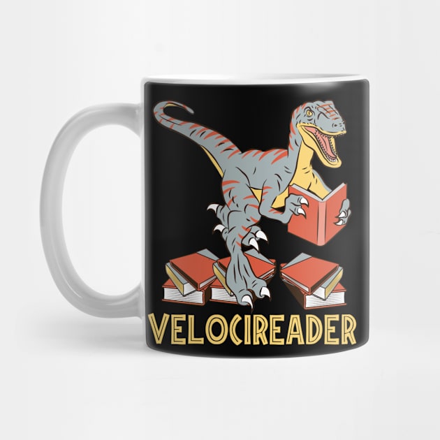 Velocireader Books Dino Raptor Gift Design by Shirtjaeger